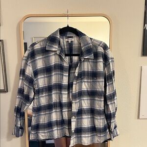 Madewell Blue and White Plaid Flannel Women's Button Down Shirt